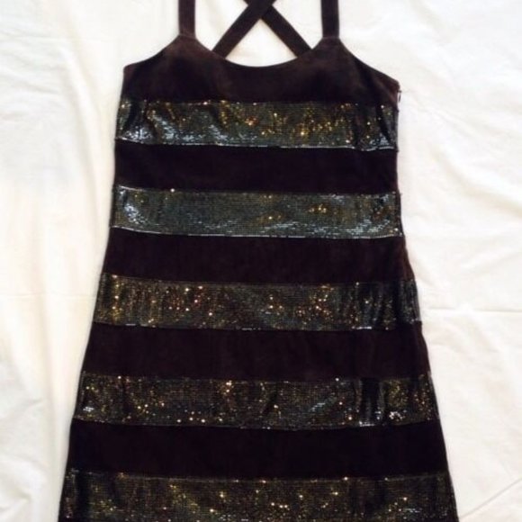 HAUTE HIPPIE**Brown Suede w/ chains Dress**S2595 - Picture 1 of 8